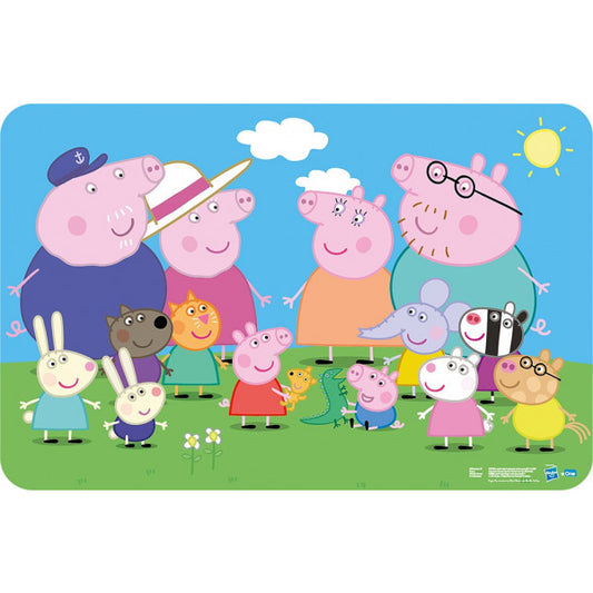 Peppa Wutz „Familie“ Tischunterlage – 43 × 28 cm Kunststoff Platzset für Kinder