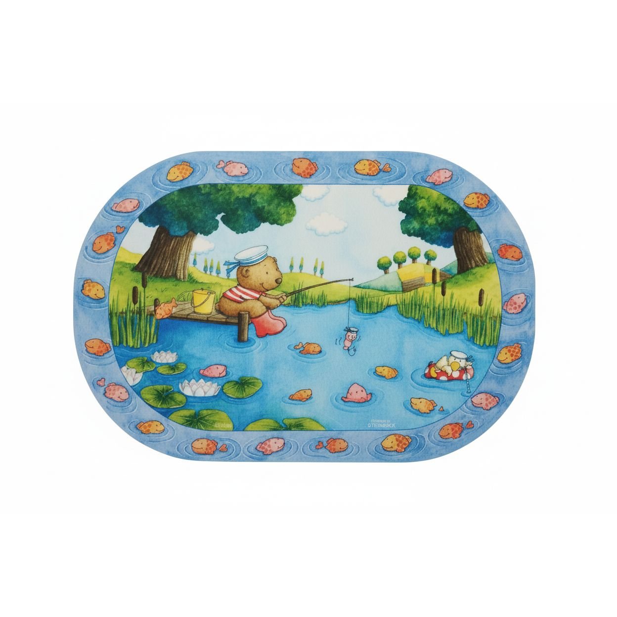 Pitzelpatz „Anglerbär“ Tischunterlage – 43 × 28 cm Kunststoff Platzset für Kinder