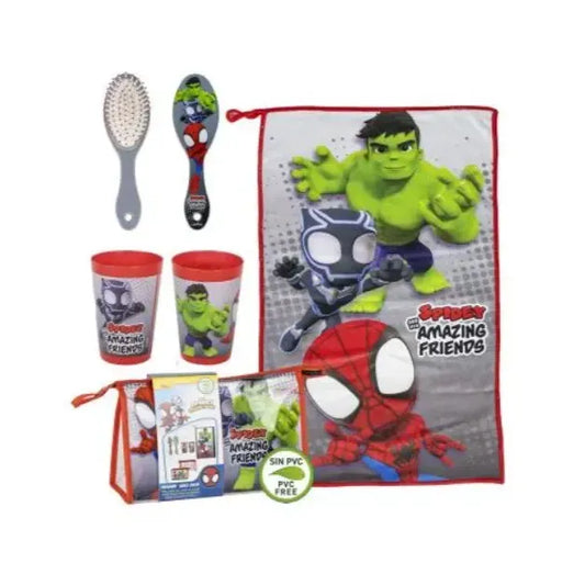 Marvel Spidey Kids Kulturbeutel – Kinder Reise-Set mit Zubehör
