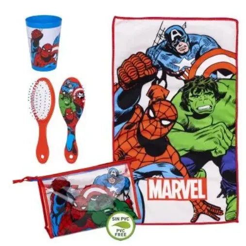 Marvel Kulturbeutel für Kinder – Superhelden Reise-Set mit Zubehör