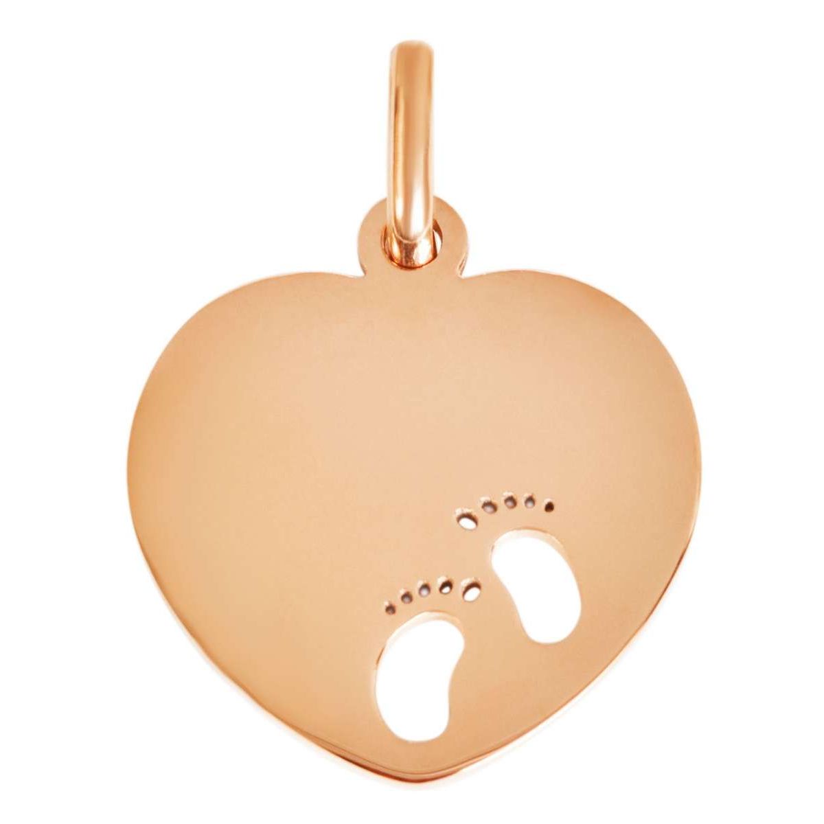 Edelstahl Anhänger Messingfarben Herz mit Babyfüßen – Gravurplatte für Mama