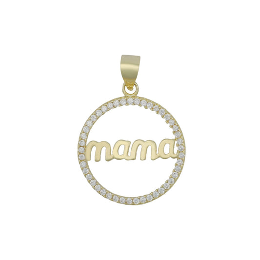 Anhänger „Ommy“ rund Goldfarben – Zirkonia Schmuckanhänger für Mama (ohne Kette)