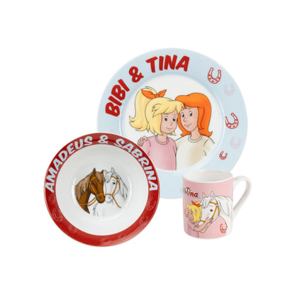 Bibi & Tina " Amadeus & Sabrina " Kindergeschirr Porzellan 3 Tlg.