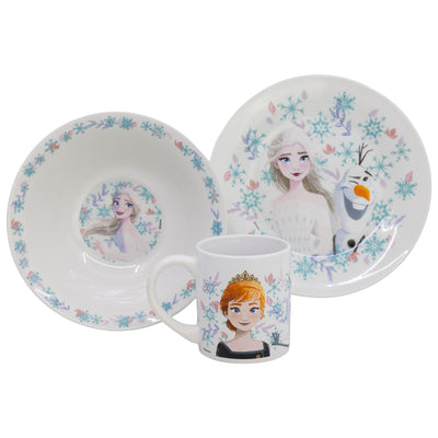 Disney Frozen Keramik Kindergeschirr Set – Teller, Tasse & Müslischale (3-teilig)