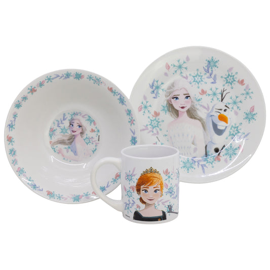 Disney Frozen Kindergeschirr Set Keramik 3-teilig Teller Schüssel Becher Geschenkbox Kinder