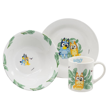 Bluey 3-teiliges Kinder-Keramik-Snack-Set (Teller, Schüssel & Becher) – Geschenkbox