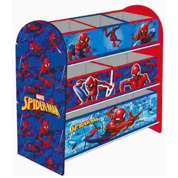 Marvel Spider-Man Storage Unit with 3 Bins – Kids' Toy Organiser with Fabric Boxes