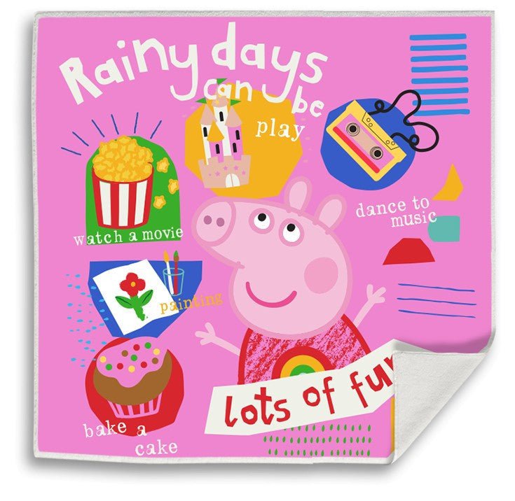 Peppa Wutz Rainy Fun Magisches Gesichtstuch für Kinder aus Baumwolle – 30 × 30 cm