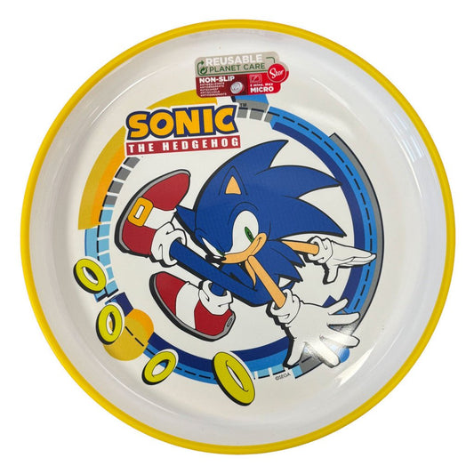 Sonic the Hedgehog Rings rutschfester Mikroflachteller Flacher Teller für Kinder aus Kunststoff – 19,5 cm