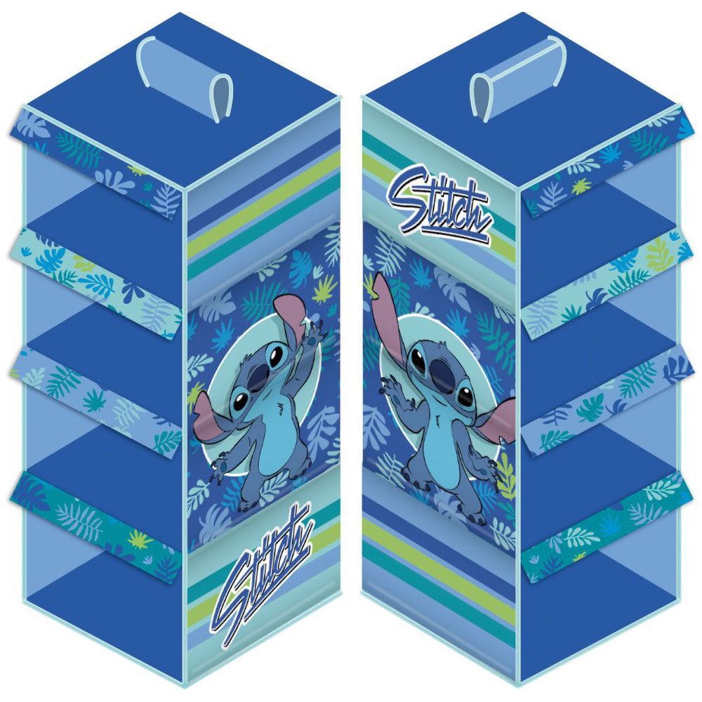 Disney Lilo and Stitch Leaf Hanging Wardrobe Organizer - 4 Compartments for Kids - 29 × 28 × 71 cm