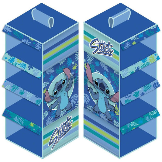 Disney Lilo and Stitch Leaf Hanging Wardrobe Organizer - 4 Compartments for Kids - 29 × 28 × 71 cm
