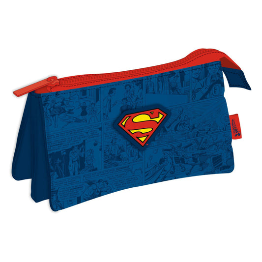 Superman Comic 3-Fach Federmäppchen für Kinder – 21 x 11 cm
