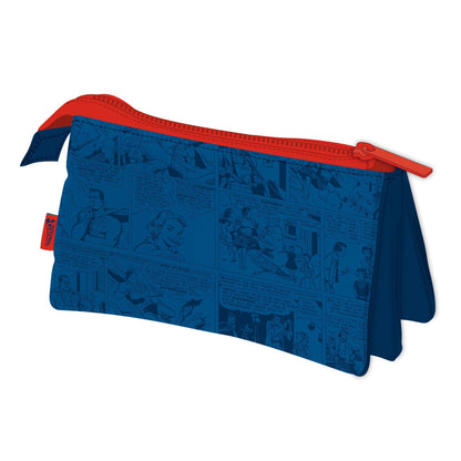 Superman Comic 3-Fach Federmäppchen für Kinder – 21 x 11 cm