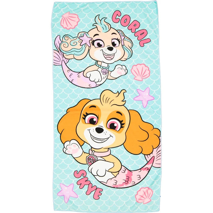 Serviette de Bain Paw Patrol Sirène (séchage rapide) pour Enfants en Polyester – 60 × 120 cm