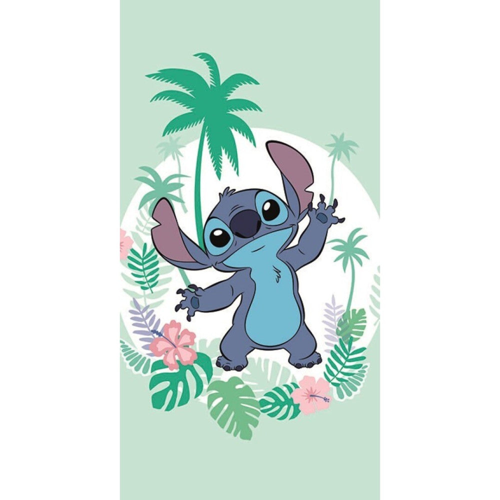 Disney Lilo and Stitch Green Bath Towel, Beach Towel for Kids Made of Cotton – 70 × 140 cm