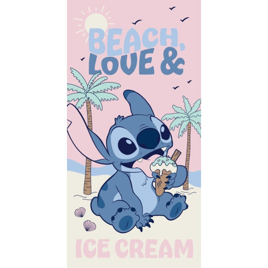 Disney Lilo and Stitch Beach Ice Cream Bath Towel, (Fast Dry) Polyester Kids' Bath Towel – 70 × 140 cm