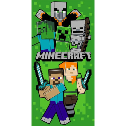 Minecraft Swordfight , (schnell trocknend) Badetuch für Kinder aus Polyester – 70 × 140 cm