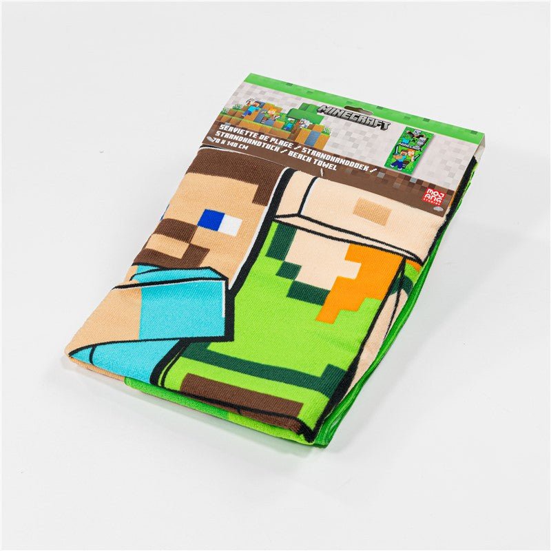 Minecraft Swordfight , (schnell trocknend) Badetuch für Kinder aus Polyester – 70 × 140 cm
