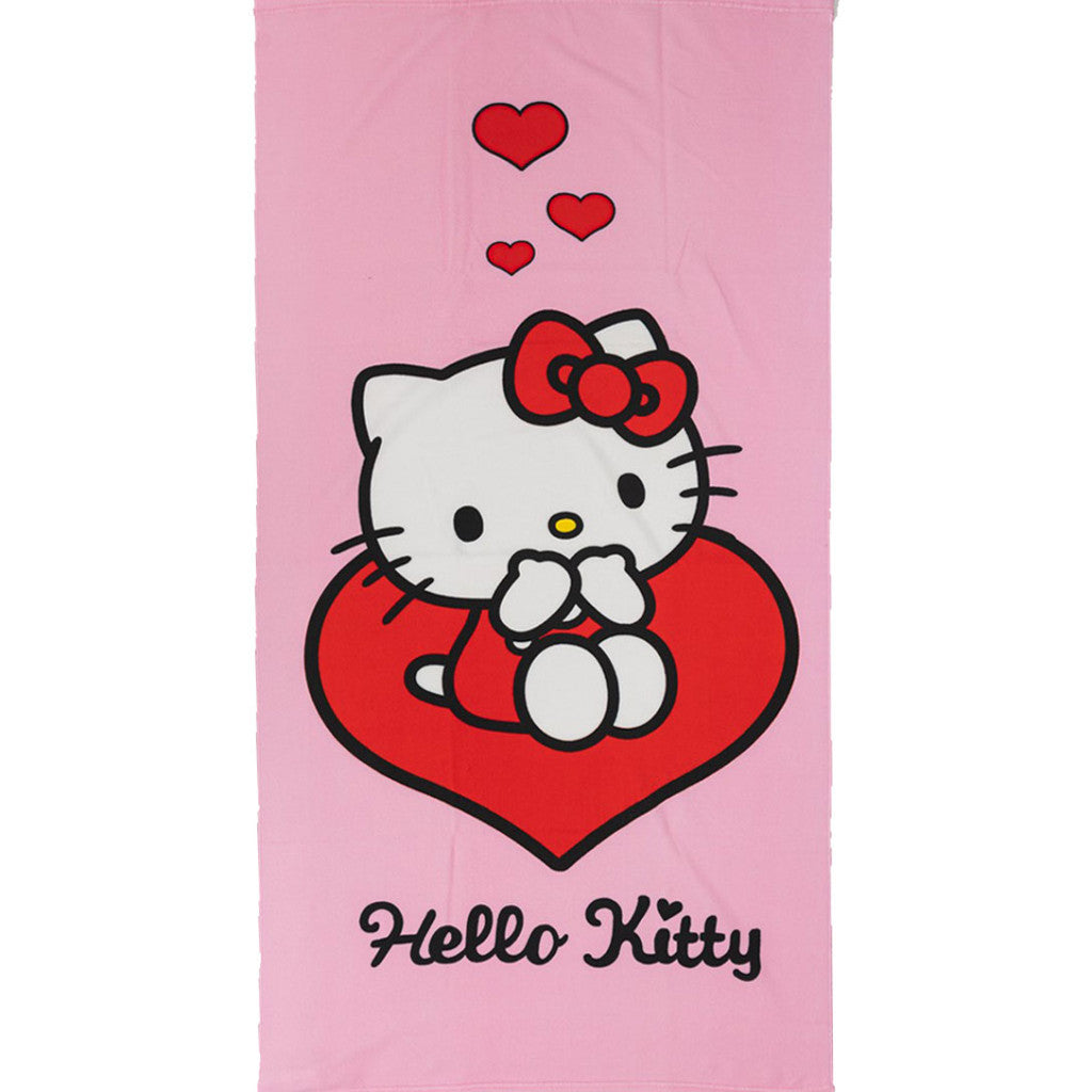 Hello Kitty Love Bath Towel, (Fast Dry) Kids' Polyester Bath Towel – 70 × 140 cm