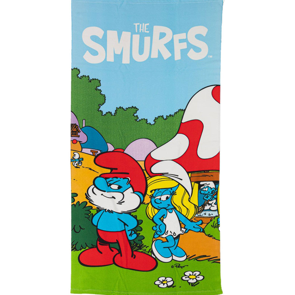Les Schtroumpfs Village Life, ( ) Drap de bain en polyester pour enfants – 70 × 140 cm