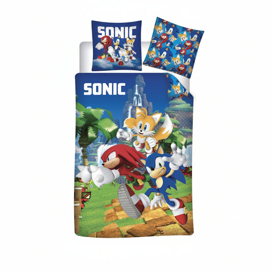 Sonic the Hedgehog Speedy Dreams Babybettwäsche-Set – 100 × 135 cm + 40 × 60 cm, Baumwolle