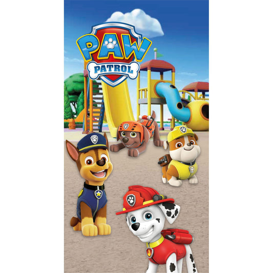 Serviette de plage Paw Patrol Playground pour enfants en coton – 70 × 140 cm