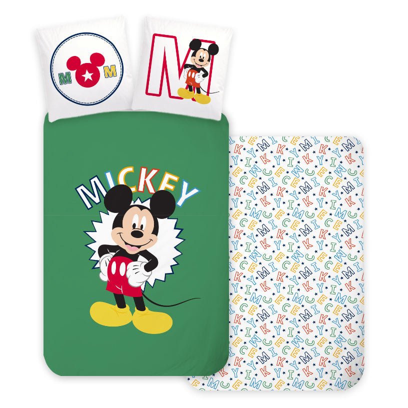 Disney Mickey Letters Babybettwäsche-Set – 100 × 135 cm + 40 × 60 cm, Baumwolle