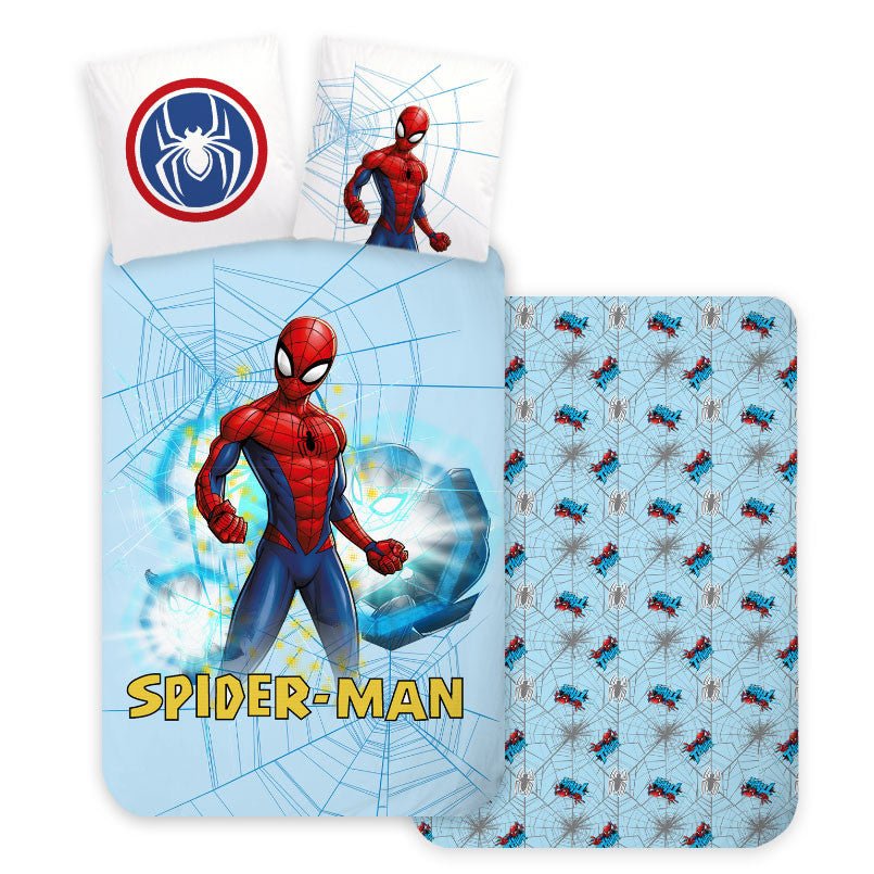 Spiderman Light Blue Babybettwäsche-Set – 100 × 135 cm + 40 × 60 cm, Baumwolle