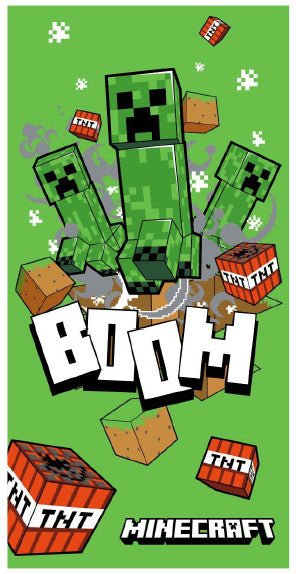 Minecraft Boom Badetuch für Kinder aus Baumwolle – 70 × 140 cm