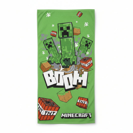 Minecraft Boom Badetuch für Kinder aus Baumwolle – 70 × 140 cm