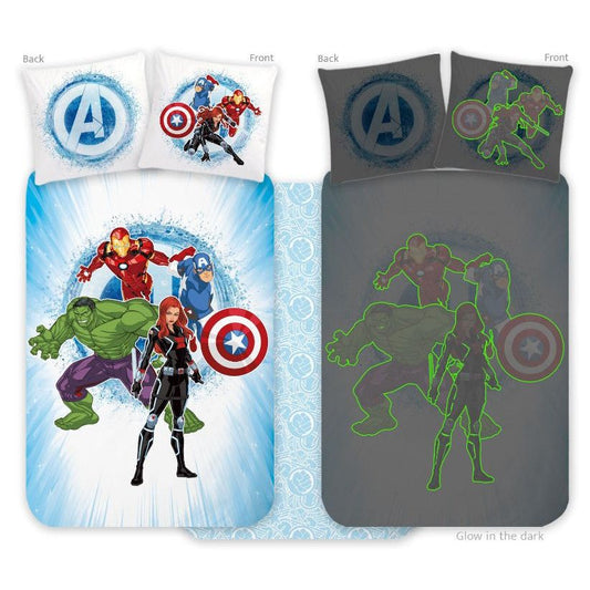 Avengers leuchtendes -Set für den Kindergarten Babybettwäsche-Set – 100 × 135 cm + 40 × 60 cm, Baumwolle