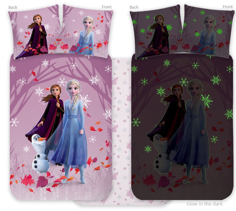 Disney Eiskönigin Purple leuchtende Babybettwäsche-Set – 100 × 135 cm + 40 × 60 cm, Baumwolle