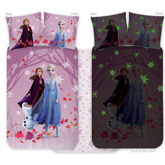 Disney Eiskönigin Purple leuchtende Babybettwäsche-Set – 100 × 135 cm + 40 × 60 cm, Baumwolle