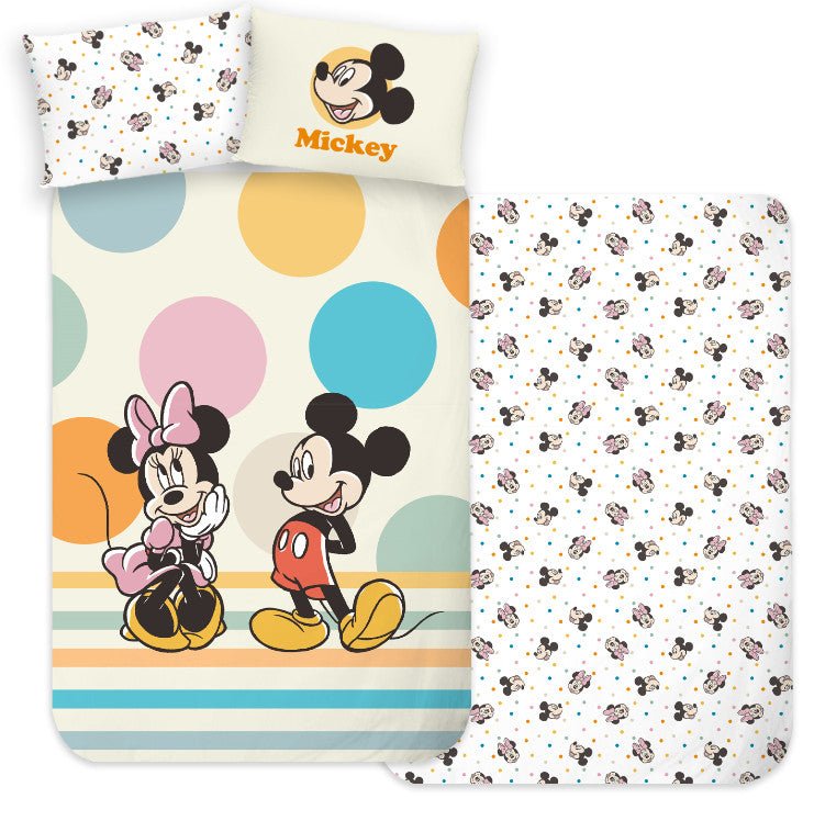 Disney Mickey Duo Kinder - Set Babybettwäsche-Set – 100 × 135 cm + 40 × 60 cm, Baumwolle