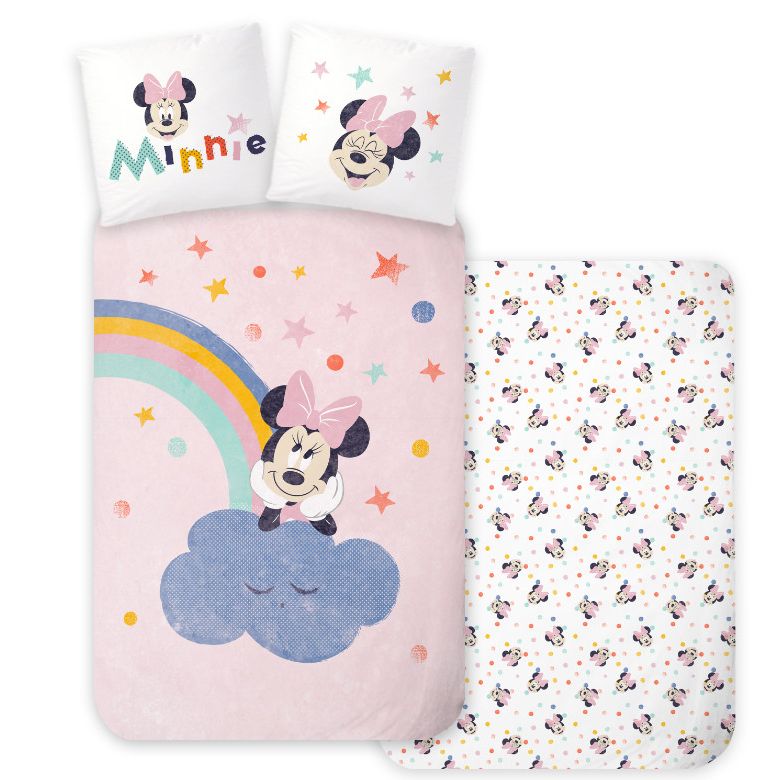 Disney Minnie Dreamland Kinder, Kindergarten Babybettwäsche-Set – 100 × 135 cm + 40 × 60 cm, Baumwolle