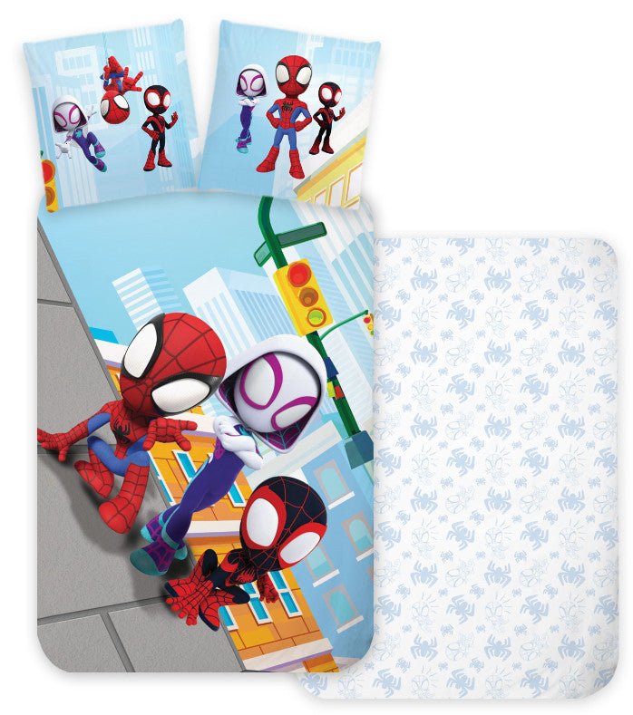 Spiderman Squad Kinder Bettbezug Babybettwäsche-Set – 100 × 135 cm + 40 × 60 cm, Baumwolle