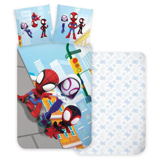 Spiderman Squad Kinder Bettbezug Babybettwäsche-Set – 100 × 135 cm + 40 × 60 cm, Baumwolle