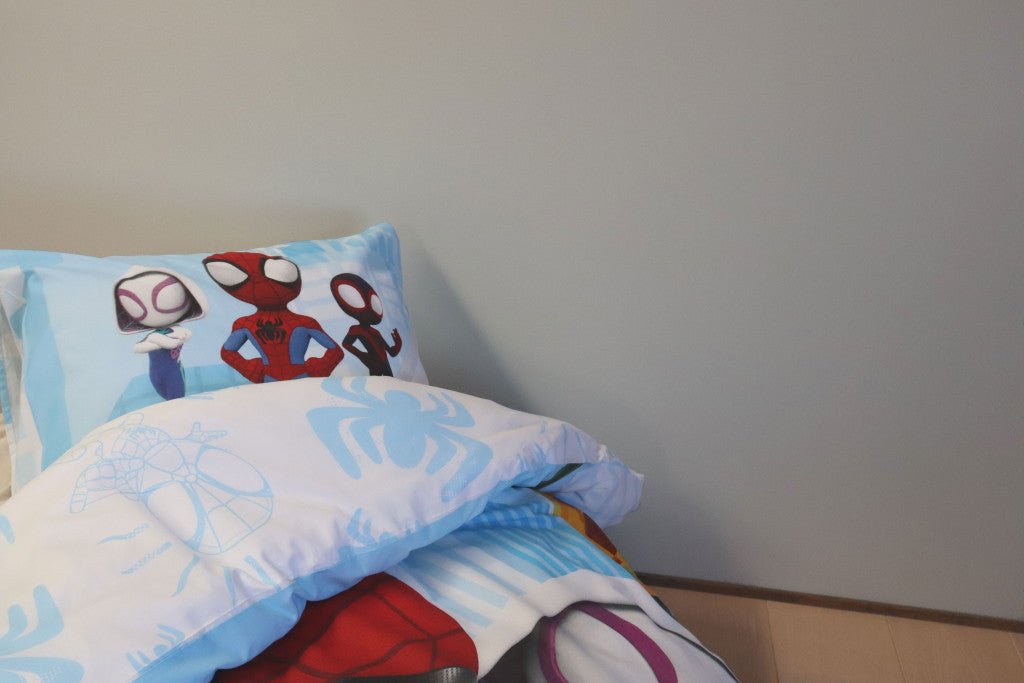 Spiderman Squad Kinder Bettbezug Babybettwäsche-Set – 100 × 135 cm + 40 × 60 cm, Baumwolle