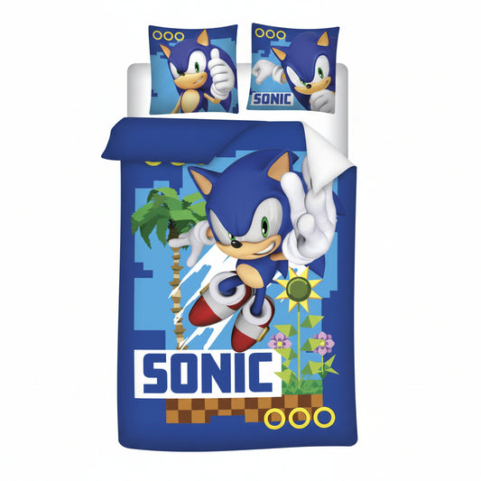 Sonic the Hedgehog Turbo Babybettwäsche-Set – 100 × 135 cm + 40 × 60 cm, Baumwolle