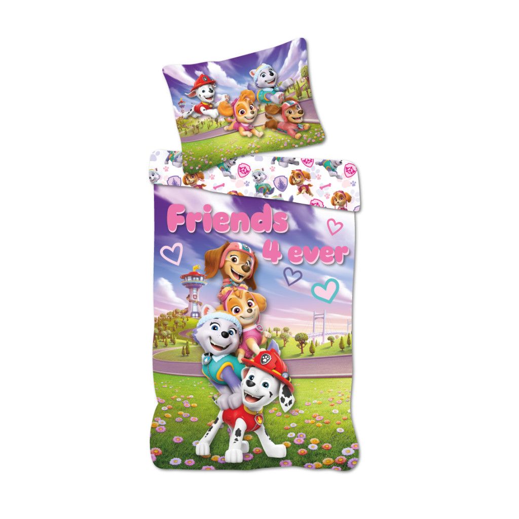 Paw Patrol Friends 4 Ever Kinder Babybettwäsche-Set – 100 × 135 cm + 40 × 60 cm, Baumwolle