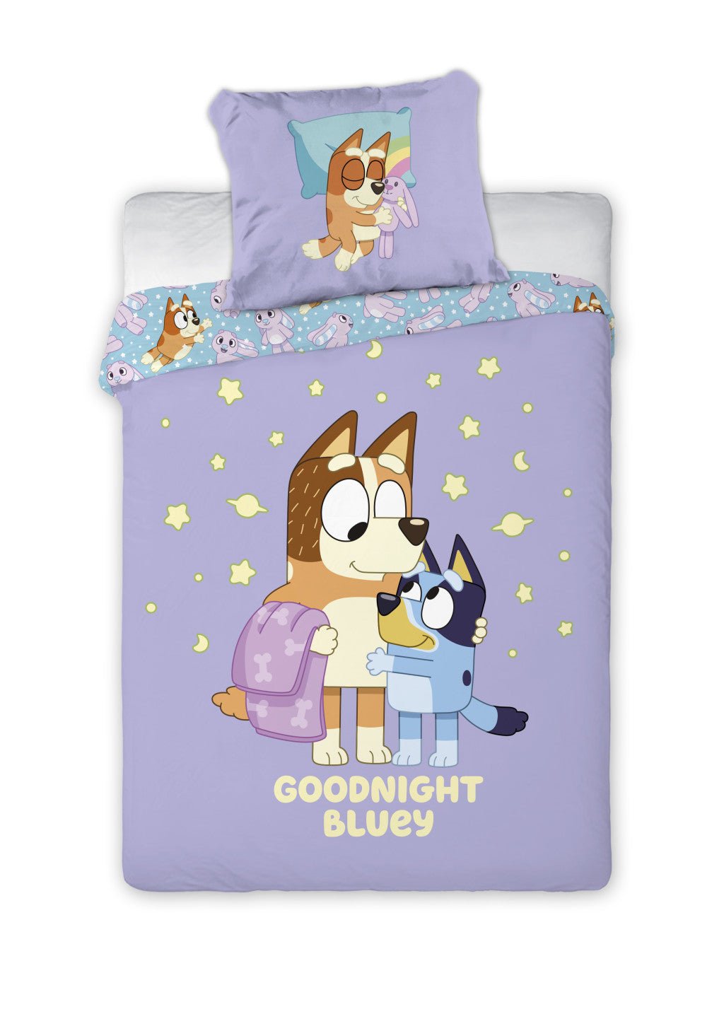 Bluey Goodnight -Set Babybettwäsche-Set – 100 × 135 cm + 40 × 60 cm, Baumwolle