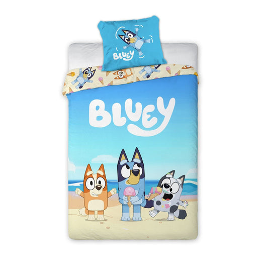 Bluey Beach Day Babybettwäsche-Set – 100 × 135 cm + 40 × 60 cm, Baumwolle