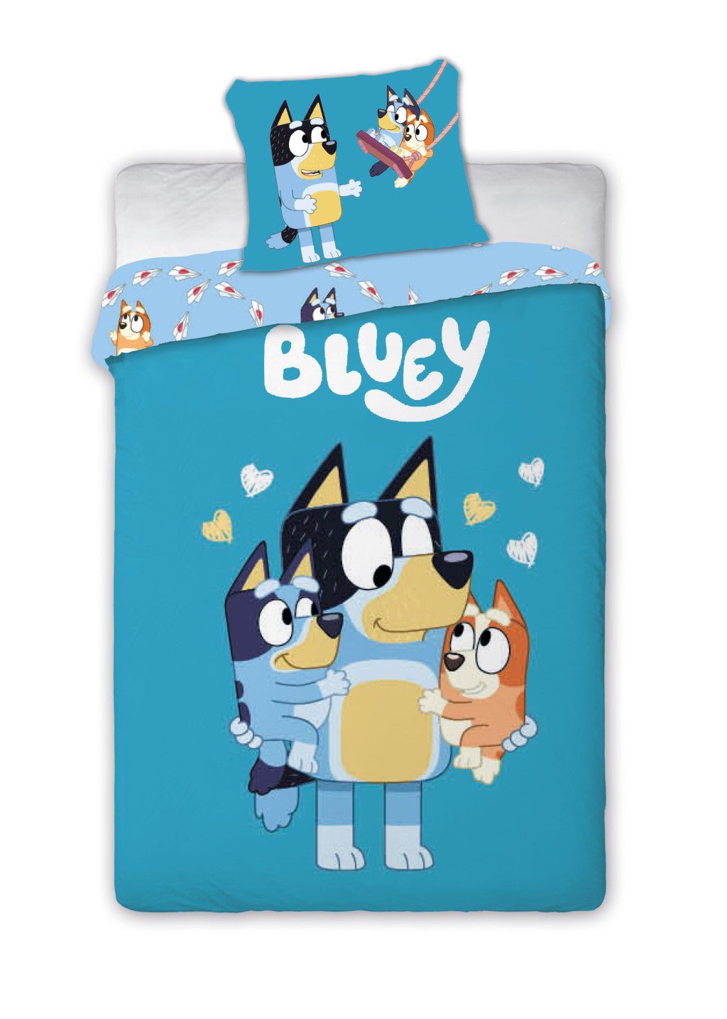Bluey Loving Moments Set Babybettwäsche-Set – 100 × 135 cm + 40 × 60 cm, Baumwolle