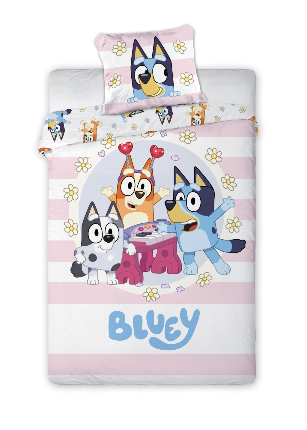 Bluey Joyful Kinder, Kindergarten Babybettwäsche-Set – 100 × 135 cm + 40 × 60 cm, Baumwolle