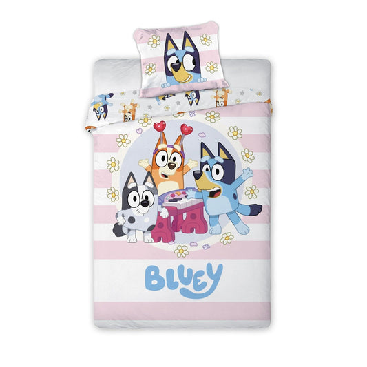 Bluey Joyful Kinder, Kindergarten Babybettwäsche-Set – 100 × 135 cm + 40 × 60 cm, Baumwolle