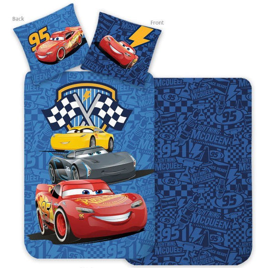 Disney Cars Racing Crew Kinder Bettbezug-Set Babybettwäsche-Set – 100 × 135 cm + 40 × 60 cm, Baumwolle