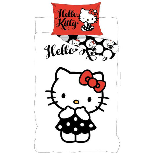 Hello Kitty Black Dress Children's, Nursery Cot Bedding Set – 100 × 135 cm + 40 × 60 cm, Cotton