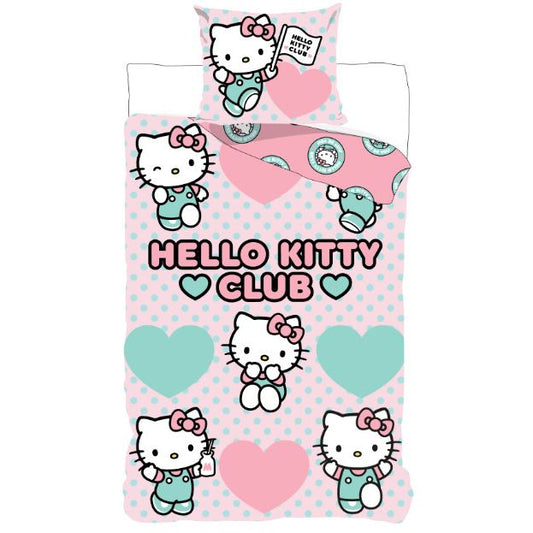 Hello Kitty Club Kids' Duvet Cover for Kindergarten Cot Bedding Set – 100 × 135 cm + 40 × 60 cm, Cotton