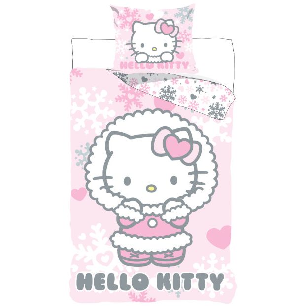 Hello Kitty Cozy Winter Kinder, Kindergarten -Set Babybettwäsche-Set – 100 × 135 cm + 40 × 60 cm, Baumwolle