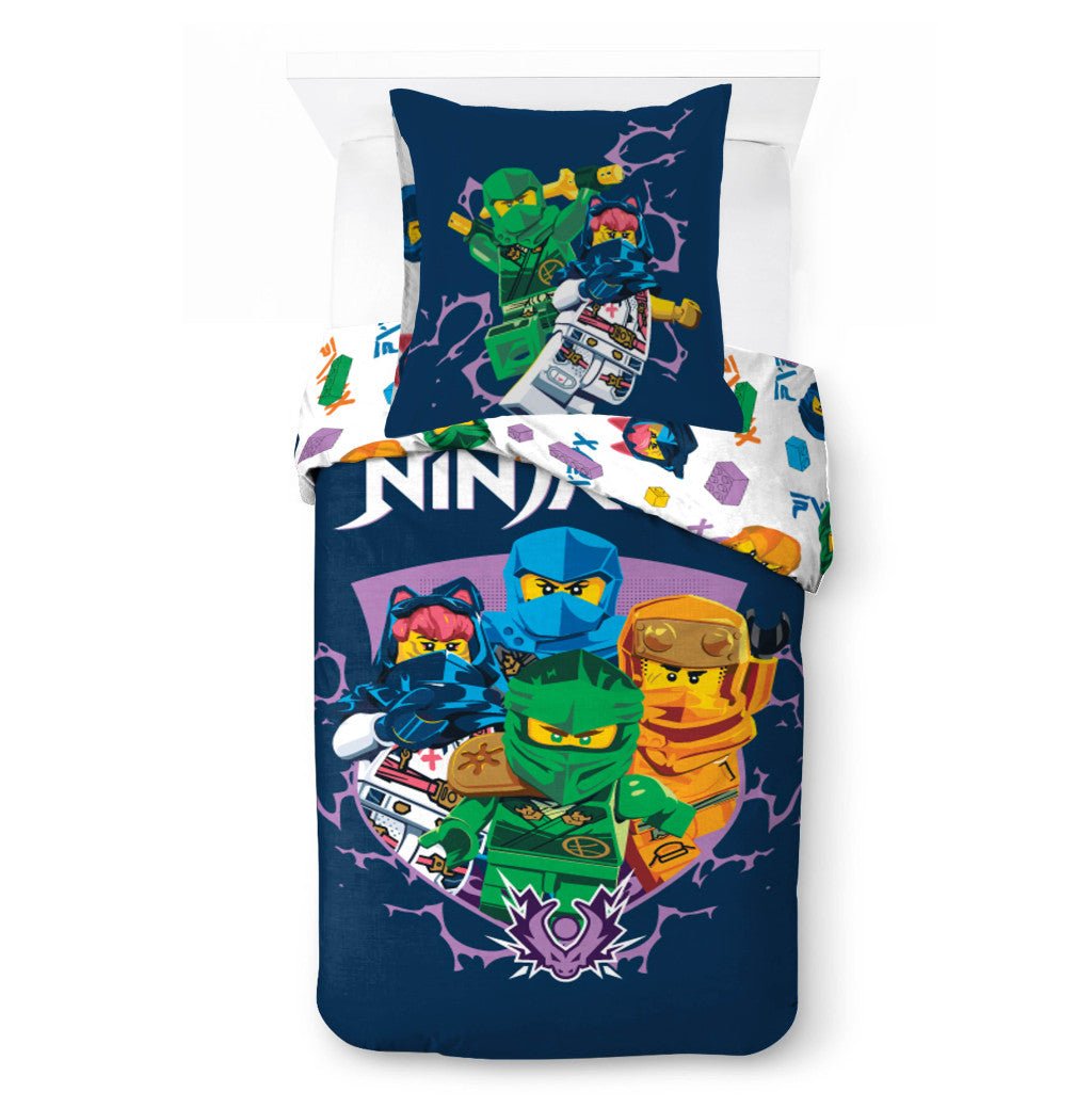 Lego Ninjago Training Kinder- und Vorschul Babybettwäsche-Set – 100 × 135 cm + 40 × 60 cm, Baumwolle
